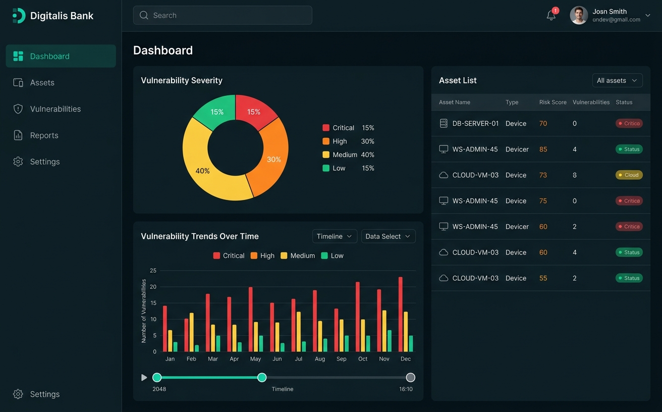 MindTheHack security dashboard showing vulnerability severity breakdown and attack surface analysis